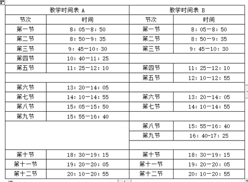 作息时间表
